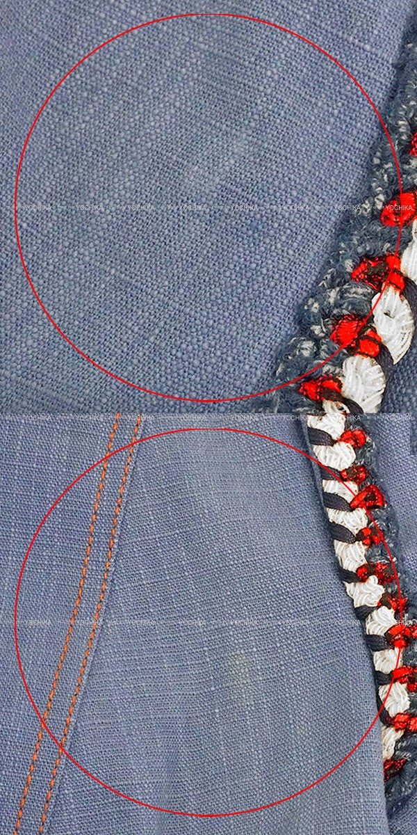 [Pre-loved] CHANEL Plainly colored jacket Denim with Coco Mark buttons and tricolor tweed Blue/Multi color Denim/Cotton 42 P45011[LIKE NEW][Authentic]