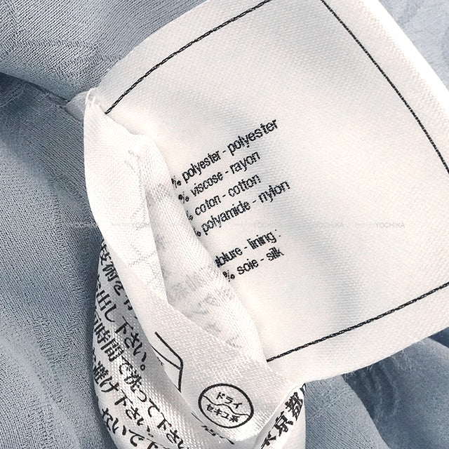 [Pre-loved] 2015 CHANEL Tailored jacket Tweed with stand-up collar and Coco buttons Skyblue/White Polyester/Rayon/Cotton 44 P50997[LIKE NEW][Authentic]