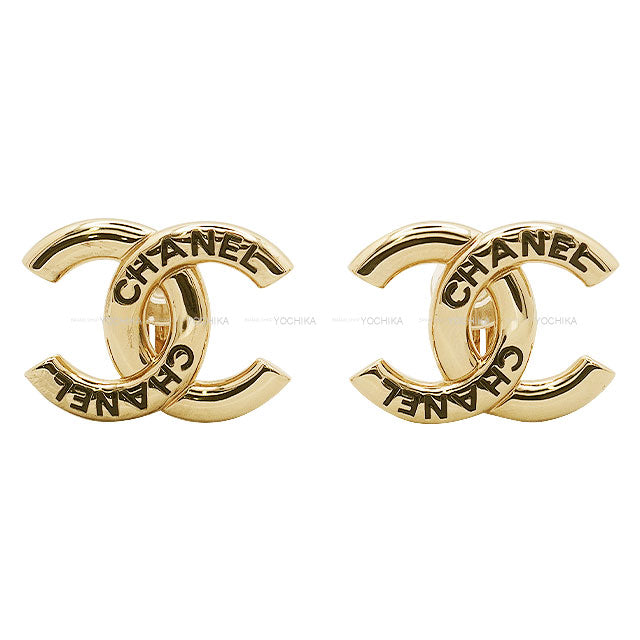 CHANEL earrings Big Coco mark Logo Champagne Gold HW ABE811[BRAND NEW][Authentic]