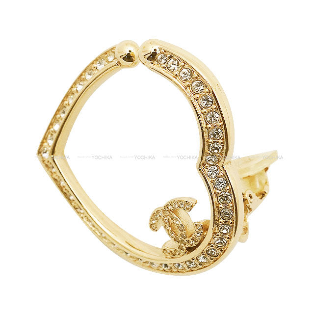 CHANEL earrings Earrings heart motif COCO mark Rhinestones 2023 AW Champagne Gold HW ABB663[EXCELLENT][Authentic]