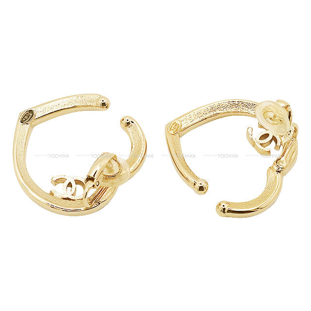 CHANEL earrings Earrings heart motif COCO mark Rhinestones 2023 AW Champagne Gold HW ABB663[EXCELLENT][Authentic]