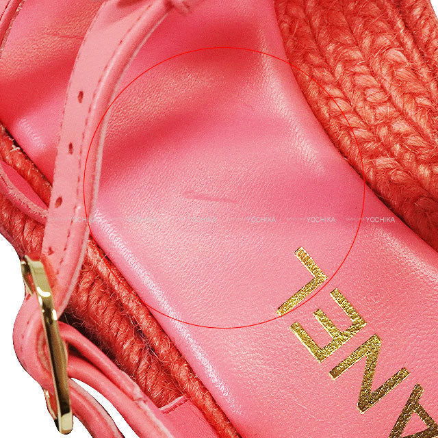 2024 Cruise CHANEL sandals Gladiator Coco Mark EspadrillesCoral Lambskin 39 Champagne Gold HW G45425[EXCELLENT][Authentic]
