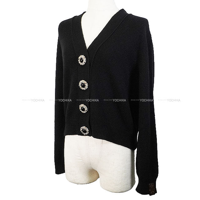 2024SS LOUIS VUITTON Cardigan Jewel Button Monogram Tab Noir (Black) Cashmere/Wool #L 1AFOV8[EXCELLENT][Authentic]