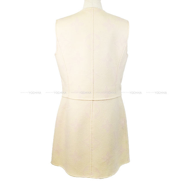 2020SS LOUIS VUITTON One‐piece dress Front Zip Giant Monogram Pink Beige Wool #42 M12061[EXCELLENT][Authentic]
