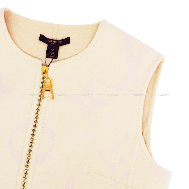 2020SS LOUIS VUITTON One‐piece dress Front Zip Giant Monogram Pink Beige Wool #42 M12061[EXCELLENT][Authentic]