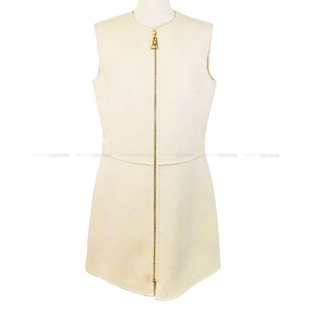 2020SS LOUIS VUITTON One‐piece dress Front Zip Giant Monogram Pink Beige Wool #42 M12061[EXCELLENT][Authentic]