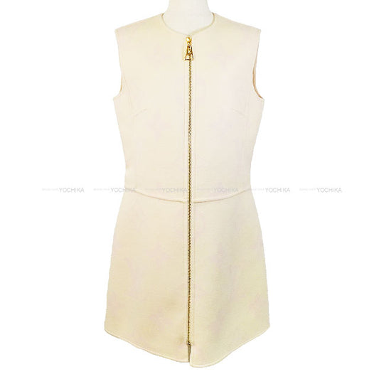 2020SS LOUIS VUITTON One‐piece dress Front Zip Giant Monogram Pink Beige Wool #42 M12061[EXCELLENT][Authentic]