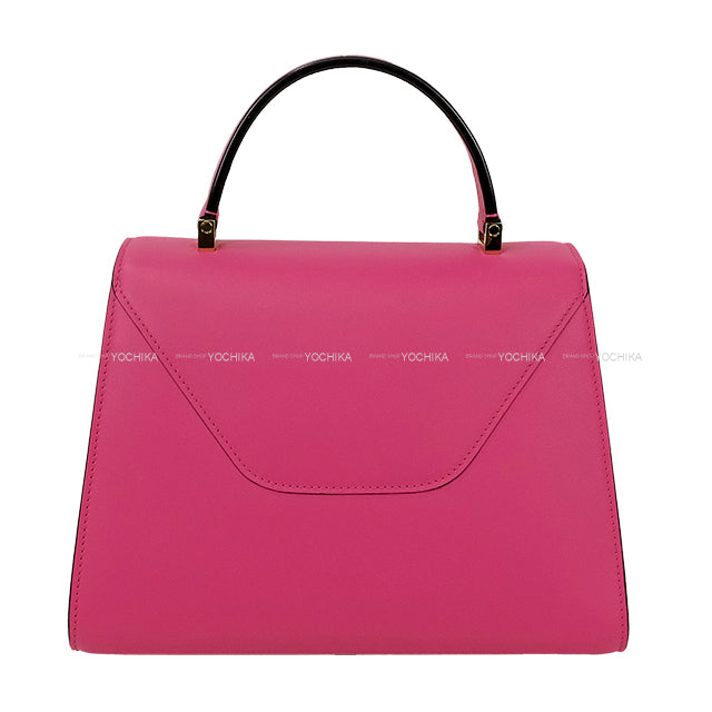Valextra Handbag Izzide Midium Flower Print Babypink Soft Calfskin Champagne Gold HW N440431[EXCELLENT][Authentic]