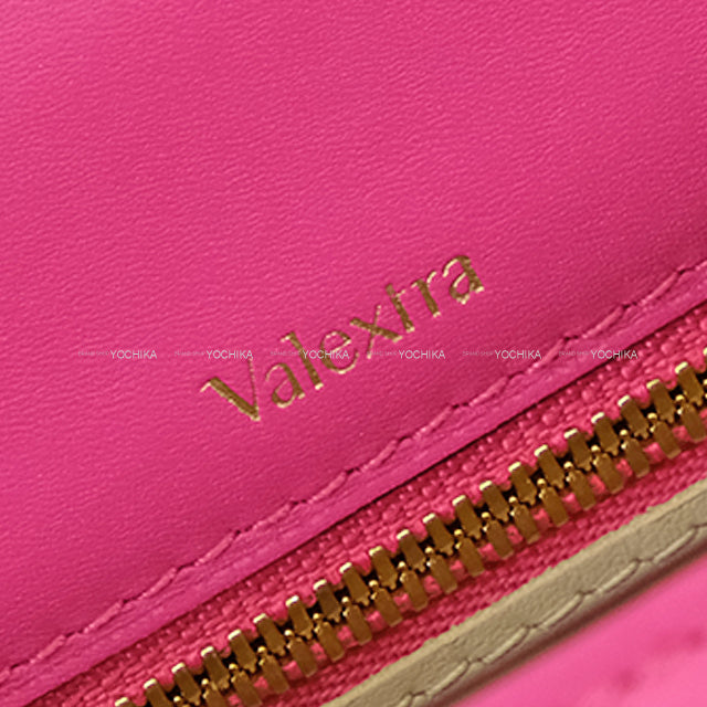 Valextra Handbag Izzide Midium Flower Print Babypink Soft Calfskin Champagne Gold HW N440431[EXCELLENT][Authentic]