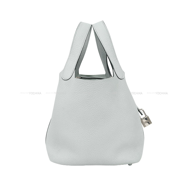 [Pre-loved] HERMES Handbag Picotin Lock 18 PM Bleu Pale Taurillon Clemence Silver HW Stamp U[USED A][Authentic]