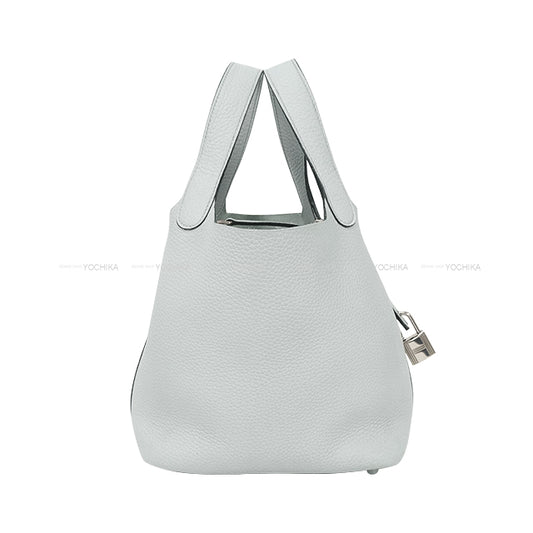 [Pre-loved] HERMES Handbag Picotin Lock 18 PM Bleu Pale Taurillon Clemence Silver HW Stamp U[USED A][Authentic]