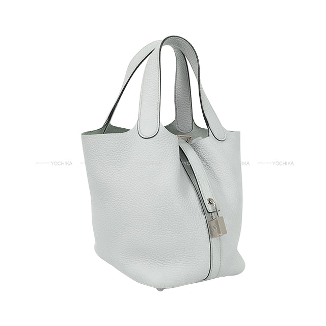 [Pre-loved] HERMES Handbag Picotin Lock 18 PM Bleu Pale Taurillon Clemence Silver HW Stamp U[USED A][Authentic]