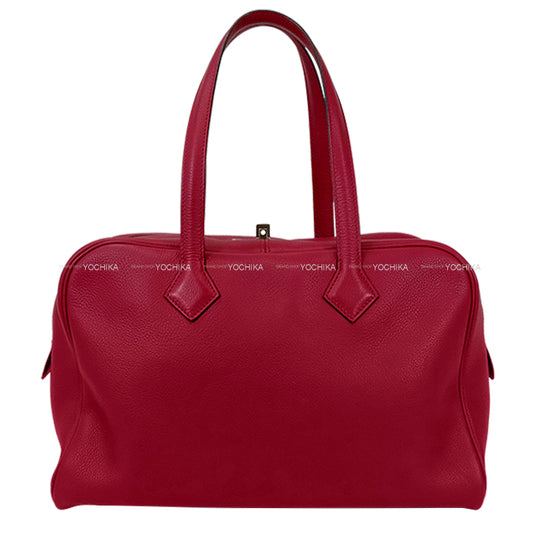 [Pre-loved] HERMES Shoulder bag Victoria 2 35 Rouge Grenade Taurillon Clemence Silver HW Stamp X[USED SA][Authentic]