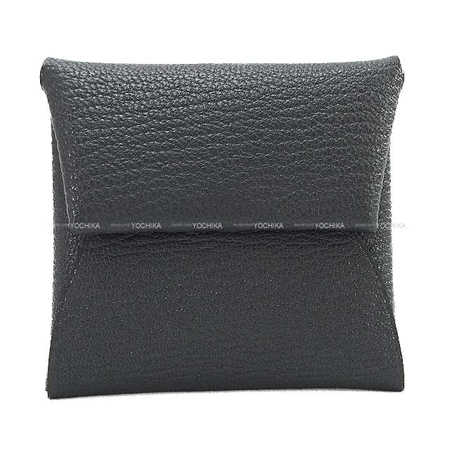 HERMES change purse Bastia Verso Ardoise/Noir (Black) Chevre Mysore Silver HW Stamp W[EXCELLENT][Authentic]