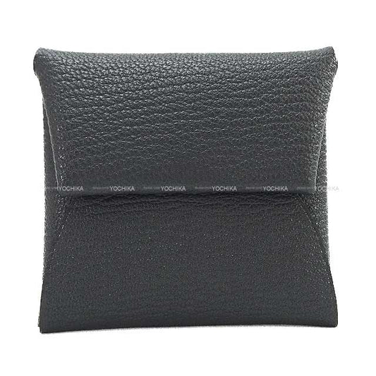 HERMES change purse Bastia Verso Ardoise/Noir (Black) Chevre Mysore Silver HW Stamp W[EXCELLENT][Authentic]