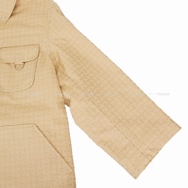 HERMES H Mosaic Belted Safari Jacket Coat beige pale Cashmere/Polyester #36[BRAND NEW][Authentic]