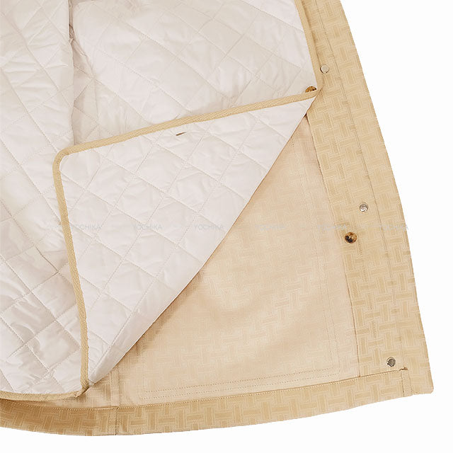 HERMES H Mosaic Belted Safari Jacket Coat beige pale Cashmere/Polyester #36[BRAND NEW][Authentic]