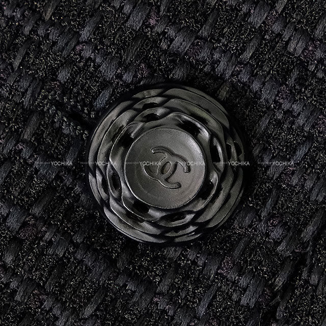 2009 CHANEL Tailored jacket Tweed jacket with Coco mark and sleeve ribbon Noir (Black) 34 P34951[EXCELLENT][Authentic]