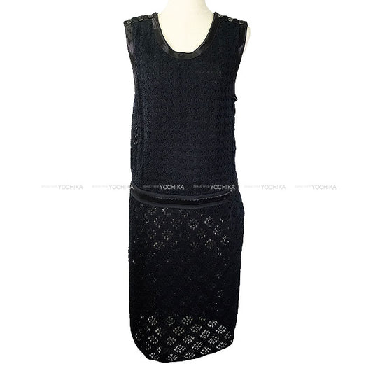 [Pre-loved] CHANEL One‐piece dress COCO Mark Button Little Black Lace Sleeveless Dress Noir (Black) Silk100% #42 P45647[LIKE NEW][Authentic]