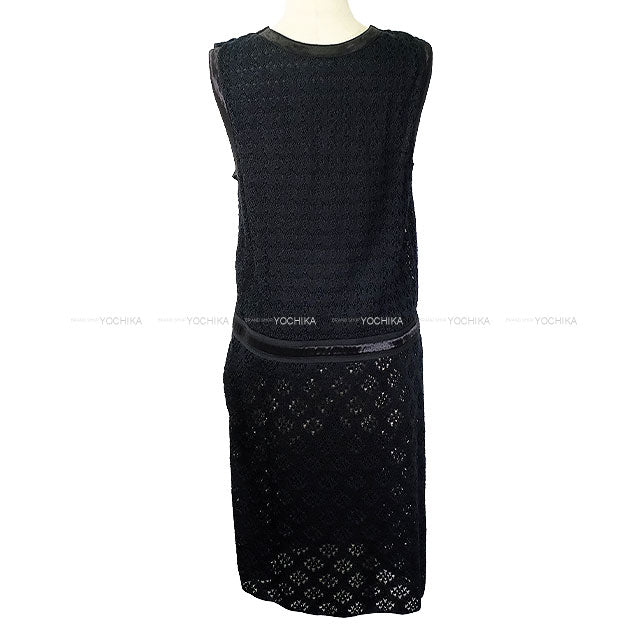 [Pre-loved] CHANEL One‐piece dress COCO Mark Button Little Black Lace Sleeveless Dress Noir (Black) Silk100% #42 P45647[LIKE NEW][Authentic]