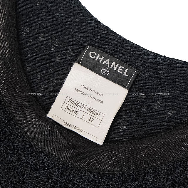 [Pre-loved] CHANEL One‐piece dress COCO Mark Button Little Black Lace Sleeveless Dress Noir (Black) Silk100% #42 P45647[LIKE NEW][Authentic]