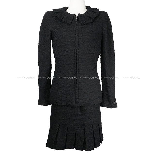 [Pre-loved] CHANEL setup Tweed Jacket Skirt Noir (Black) Wool/Polyamide #34 P09679/P09451[LIKE NEW][Authentic]