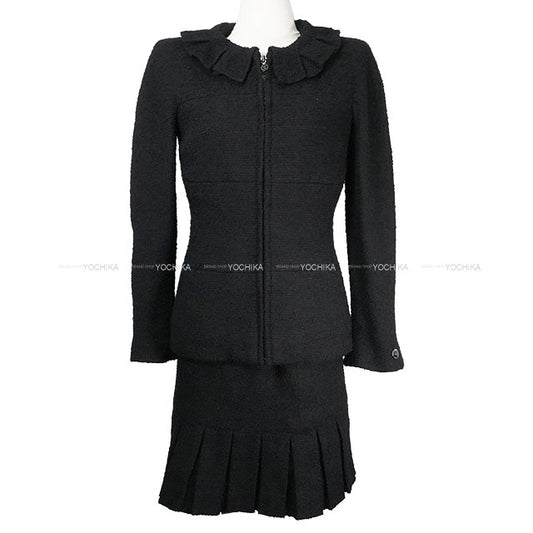 [Pre-loved] CHANEL setup Tweed Jacket Skirt Noir (Black) Wool/Polyamide #34 P09679/P09451[LIKE NEW][Authentic]