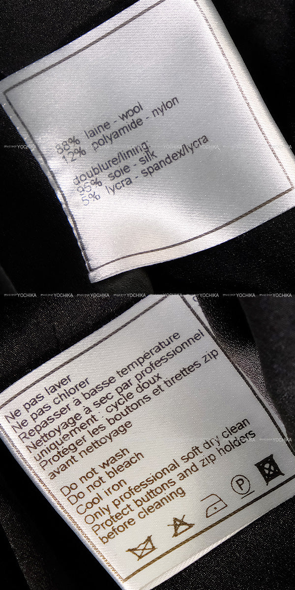 [Pre-loved] CHANEL setup Tweed Jacket Skirt Noir (Black) Wool/Polyamide #34 P09679/P09451[LIKE NEW][Authentic]