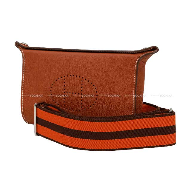 HERMES Shoulder bag Cross body bag Videpoches H logo Evelyn punching Sienne Veau Togo Silver HW Stamp B[BRAND NEW][Authentic]