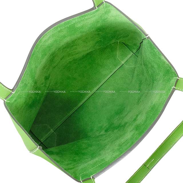 HERMES tote bag Cabasellier 31 Vert Yucca Taurillon Clemence Stamp B[EXCELLENT][Authentic]