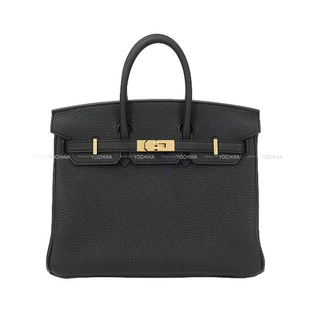 HERMES Handbag Birkin25 Noir (Black) Veau Togo Champagne Gold HW Stamp K[BRAND NEW][Authentic]