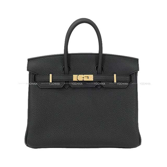 HERMES Handbag Birkin25 Noir (Black) Veau Togo Champagne Gold HW Stamp K[BRAND NEW][Authentic]