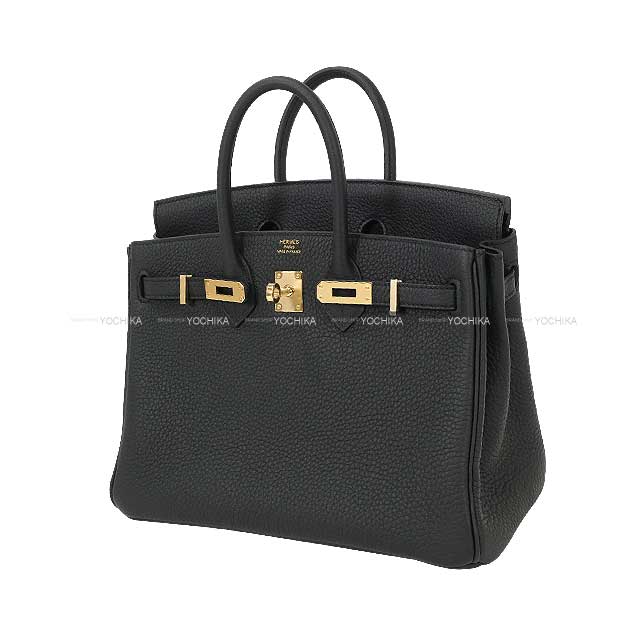 HERMES Handbag Birkin25 Noir (Black) Veau Togo Champagne Gold HW Stamp K[BRAND NEW][Authentic]