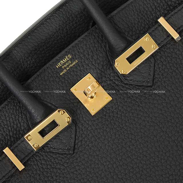 HERMES Handbag Birkin25 Noir (Black) Veau Togo Champagne Gold HW Stamp K[BRAND NEW][Authentic]