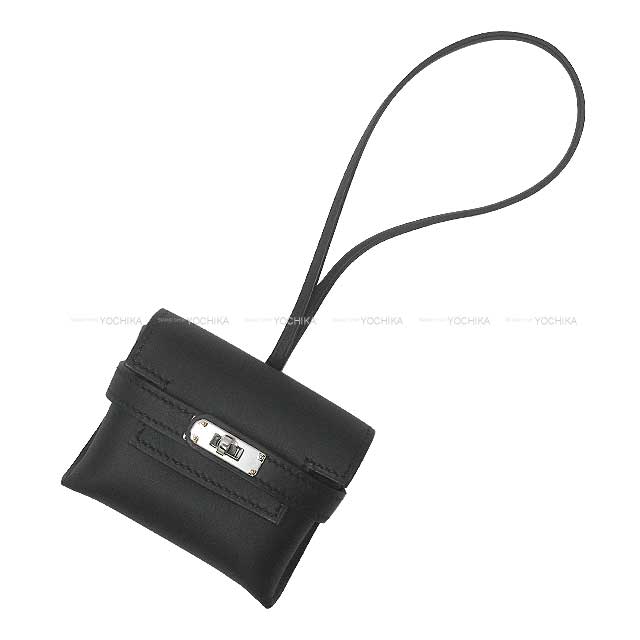 HERMES bag charm Kelly Festival Noir (Black) Veau Swift Silver HW Stamp K[BRAND NEW][Authentic]