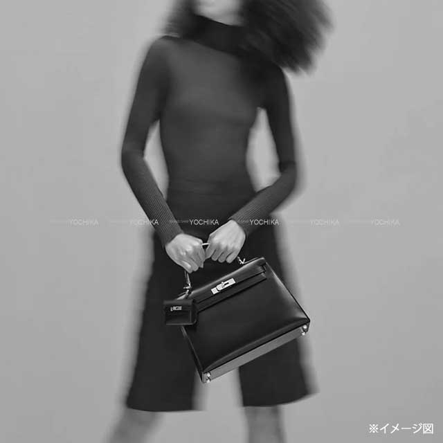HERMES bag charm Kelly Festival Noir (Black) Veau Swift Silver HW Stamp K[BRAND NEW][Authentic]