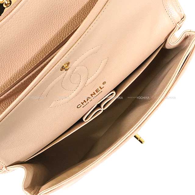 [Pre-loved] CHANEL Shoulder bag Matelasse 25 Double Flap Chain Beige Graind Calf(Caviarskin) Gold HW A01112[LIKE NEW][Authentic]