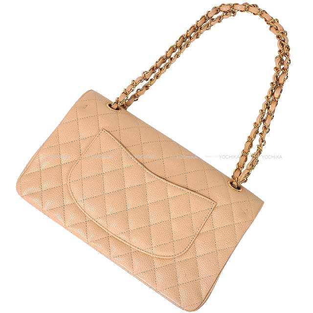 [Pre-loved] CHANEL Shoulder bag Matelasse 25 Double Flap Chain Beige Graind Calf(Caviarskin) Gold HW A01112[LIKE NEW][Authentic]