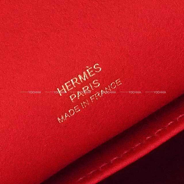 HERMES Handbag Pochette Kelly Rouge Radieux Veau Swift Gold HW Stamp K[BRAND NEW][Authentic]