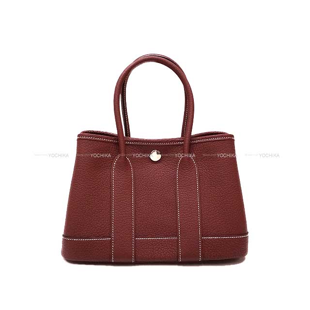 HERMES Handbag Neo Garden Party 23 White stitch Rouge H Veau Negonda Silver HW Stamp W[BRAND NEW][Authentic]