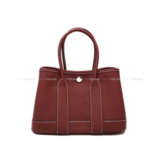HERMES Handbag Neo Garden Party 23 White stitch Rouge H Veau Negonda Silver HW Stamp W[BRAND NEW][Authentic]