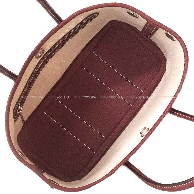 HERMES Handbag Neo Garden Party 23 White stitch Rouge H Veau Negonda Silver HW Stamp W[BRAND NEW][Authentic]