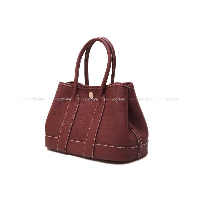 HERMES Handbag Neo Garden Party 23 White stitch Rouge H Veau Negonda Silver HW Stamp W[BRAND NEW][Authentic]