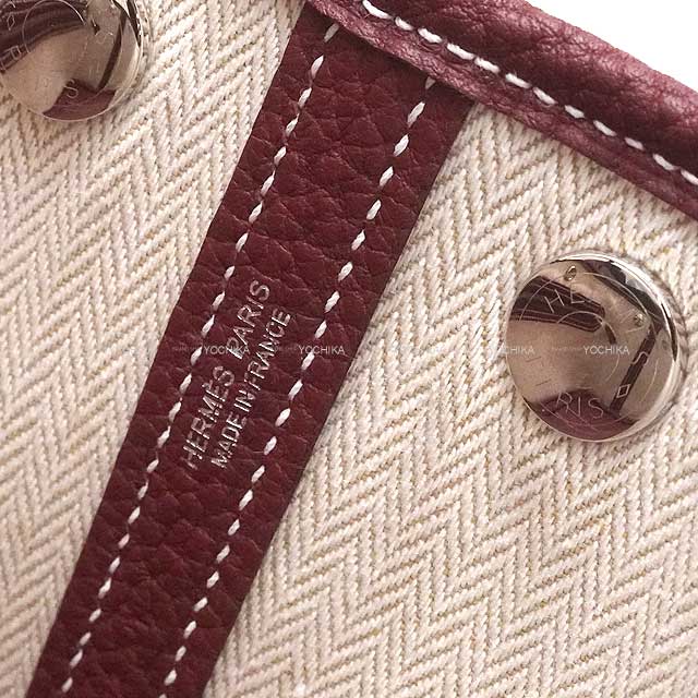 HERMES Handbag Neo Garden Party 23 White stitch Rouge H Veau Negonda Silver HW Stamp W[BRAND NEW][Authentic]