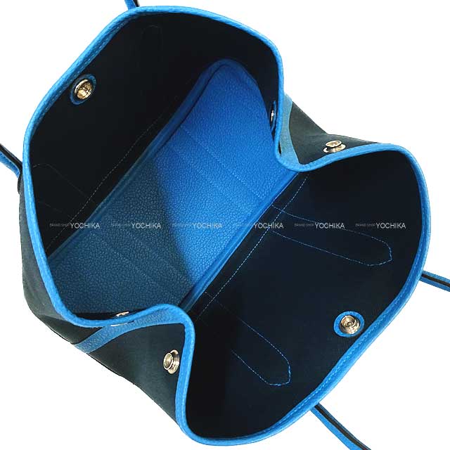 HERMES tote bag Garden Party 30 TPM Bleu Ocean/Bleu Zanzibar Toile Militaire/Veau Negonda Silver HW Stamp W[EXCELLENT][Authentic]