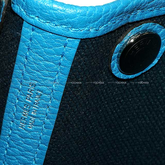 HERMES tote bag Garden Party 30 TPM Bleu Ocean/Bleu Zanzibar Toile Militaire/Veau Negonda Silver HW Stamp W[EXCELLENT][Authentic]
