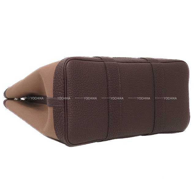 HERMES tote bag Garden Party 30 TPM Etoupe/Rouge Sellier Toile Militaire/Veau Negonda Silver HW Stamp B[EXCELLENT][Authentic]