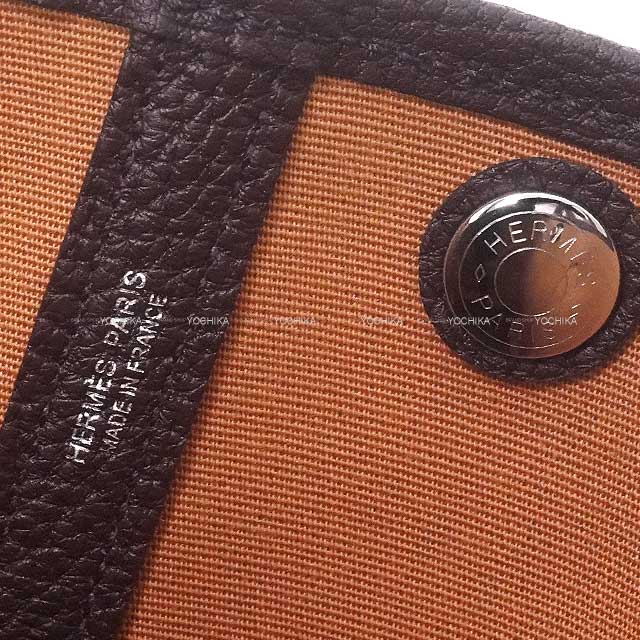 HERMES tote bag Garden Party 30 TPM Etoupe/Rouge Sellier Toile Militaire/Veau Negonda Silver HW Stamp B[EXCELLENT][Authentic]