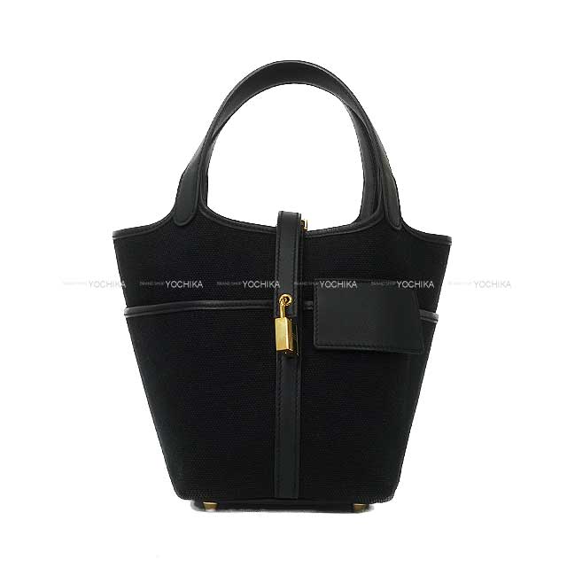 [Pre-loved] HERMES Handbag Picotin Lock 18 PM Cargo Pockets Noir (Black) Toile Goeland/Veau Swift Gold HW Stamp U[LIKE NEW][Authentic]