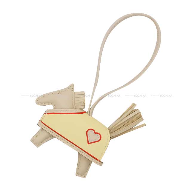 HERMES bag charm Rodeo Robeo Coeur PM Craie/Jaune Milton/Rouge Radieux Agneau Milo Stamp K[BRAND NEW][Authentic]